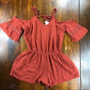 Burnt orange bohemian romper